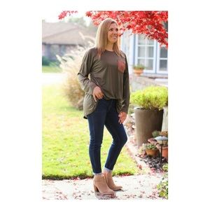 Faux suede pocket tunic